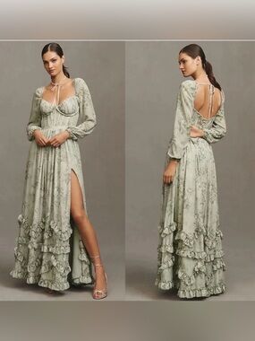 V Chapman Carmella Long Sleeve Corset Floral Maxi Dress Anthropologie 💚